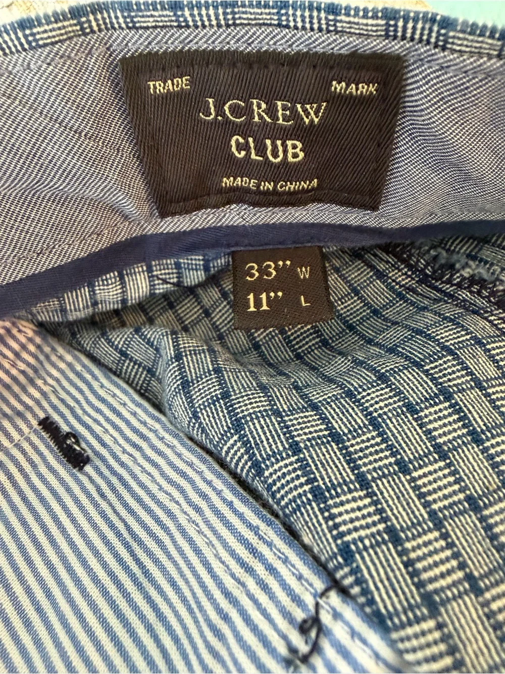 J Crew Men's Blue Basket Weave Patterned Performance Shorts